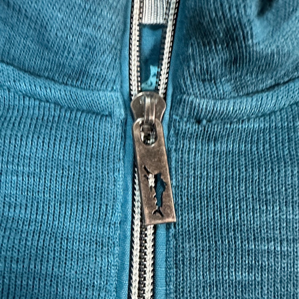 Tommy Bahama Men's 1/4 Zip Pullover Teal Blue Slub Knit Marlin Logo Size Medium - Picture 9 of 9